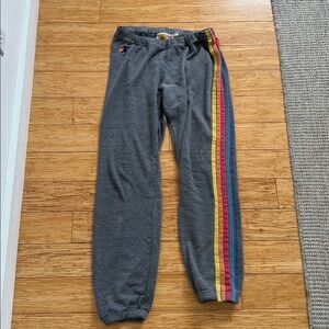 Aviator Nation Gray Sweatpants with Colorful Stripes